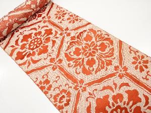 アンティーク　花亀甲模様織り出し　八寸帯地反物